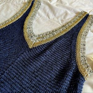 NWT International Concepts INC Navy and Gold Tank Top Dress - Size M